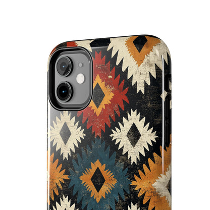 Rustic Tribal Sunburst Tough iPhone Case – Vibrant Geometric Design, Dual - Layer Protection - BOGO Cases