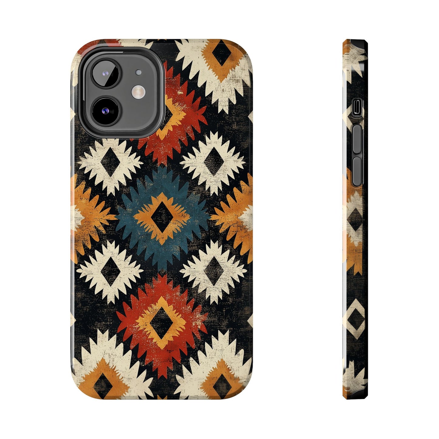 Rustic Tribal Sunburst Tough iPhone Case – Vibrant Geometric Design, Dual - Layer Protection - BOGO Cases