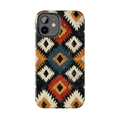 Rustic Tribal Sunburst Tough iPhone Case – Vibrant Geometric Design, Dual - Layer Protection - BOGO Cases