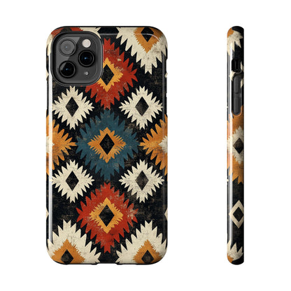 Rustic Tribal Sunburst Tough iPhone Case – Vibrant Geometric Design, Dual - Layer Protection - BOGO Cases