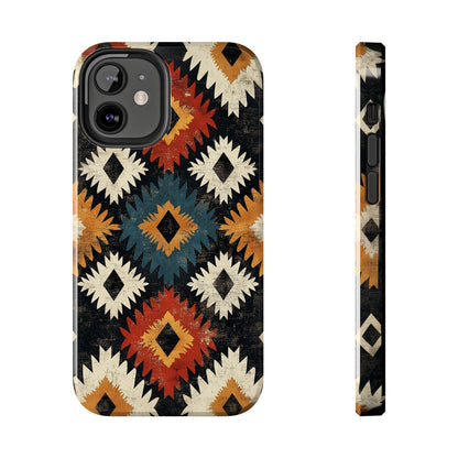 Rustic Tribal Sunburst Tough iPhone Case – Vibrant Geometric Design, Dual - Layer Protection - BOGO Cases