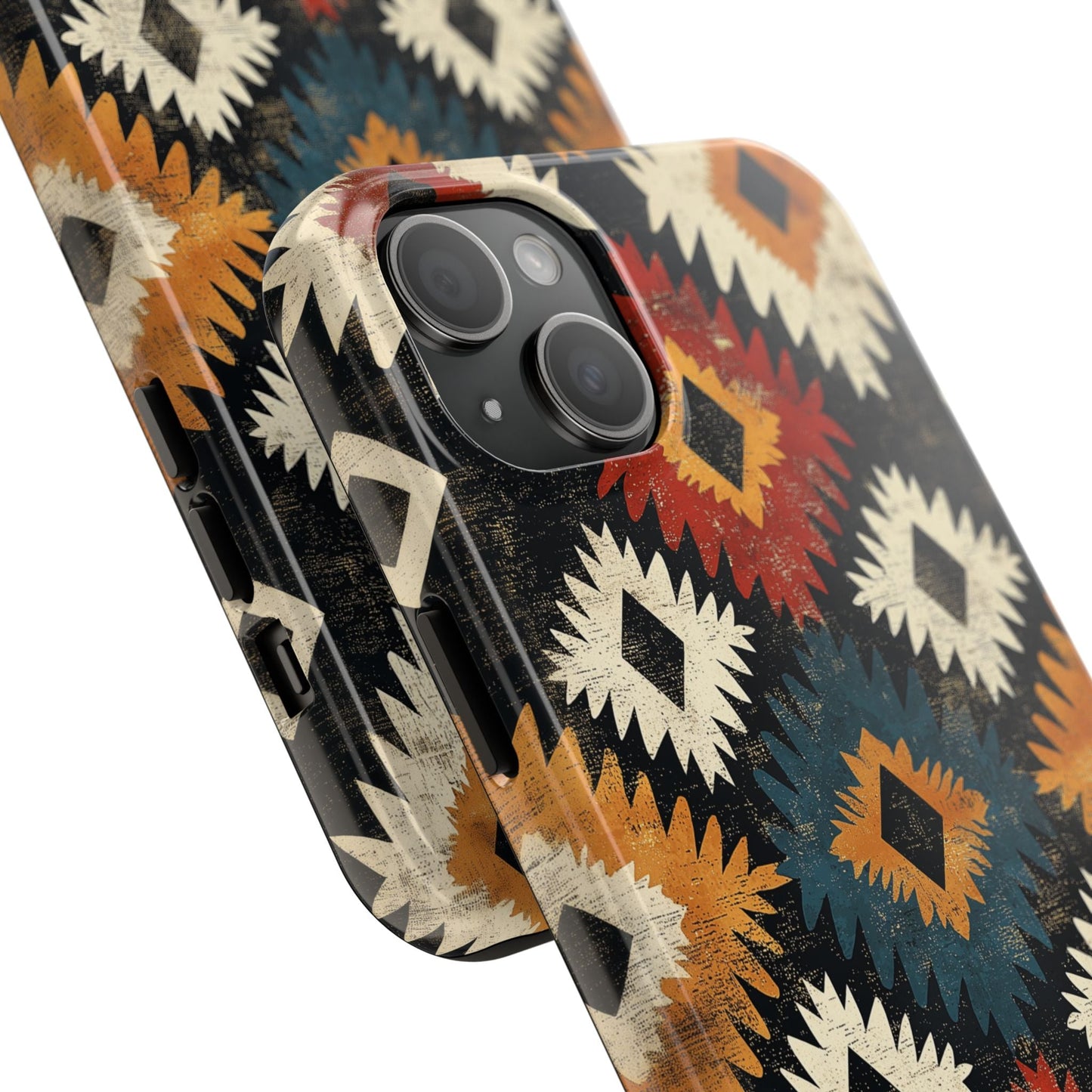 Rustic Tribal Sunburst Tough iPhone Case – Vibrant Geometric Design, Dual - Layer Protection - BOGO Cases