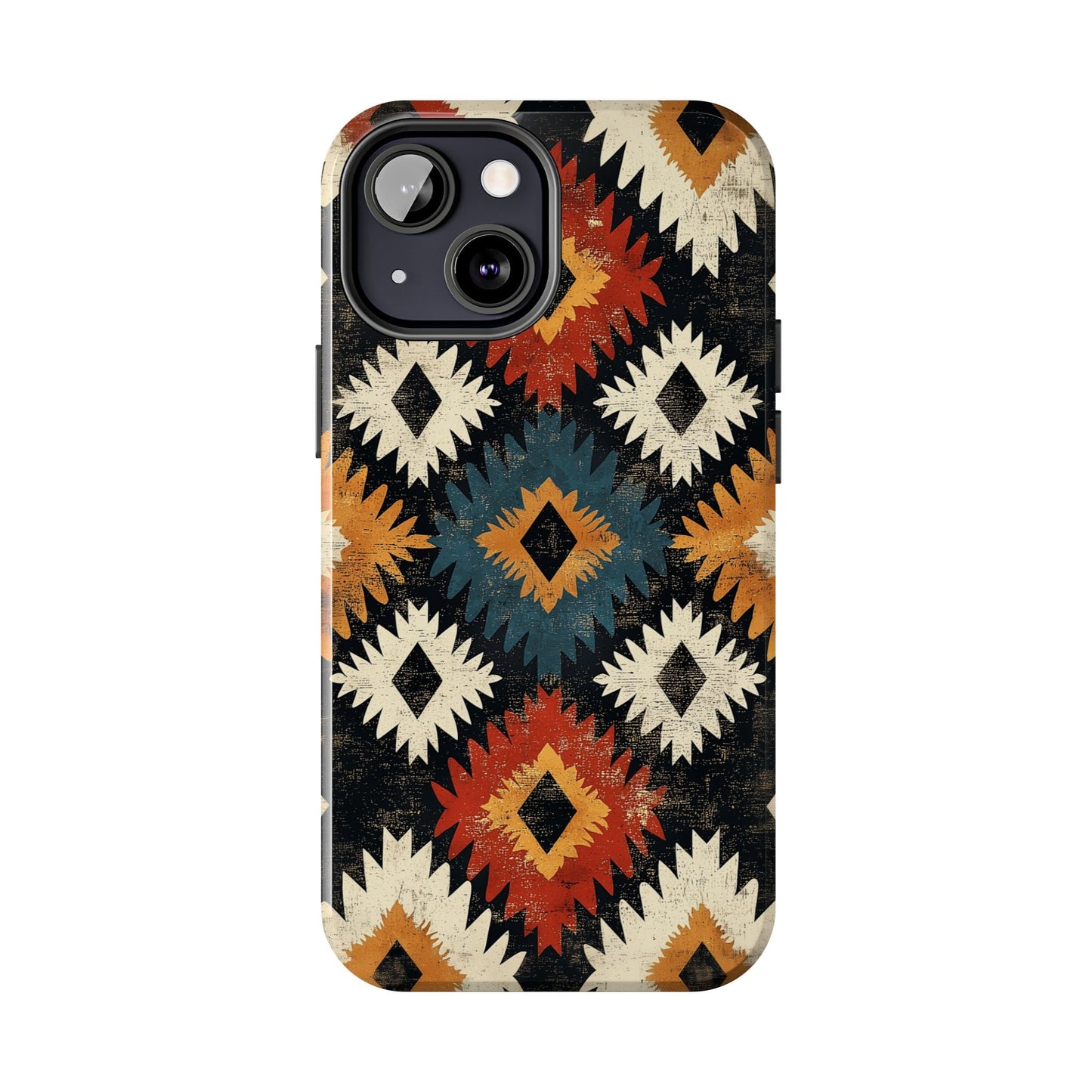 Rustic Tribal Sunburst Tough iPhone Case – Vibrant Geometric Design, Dual - Layer Protection - BOGO Cases