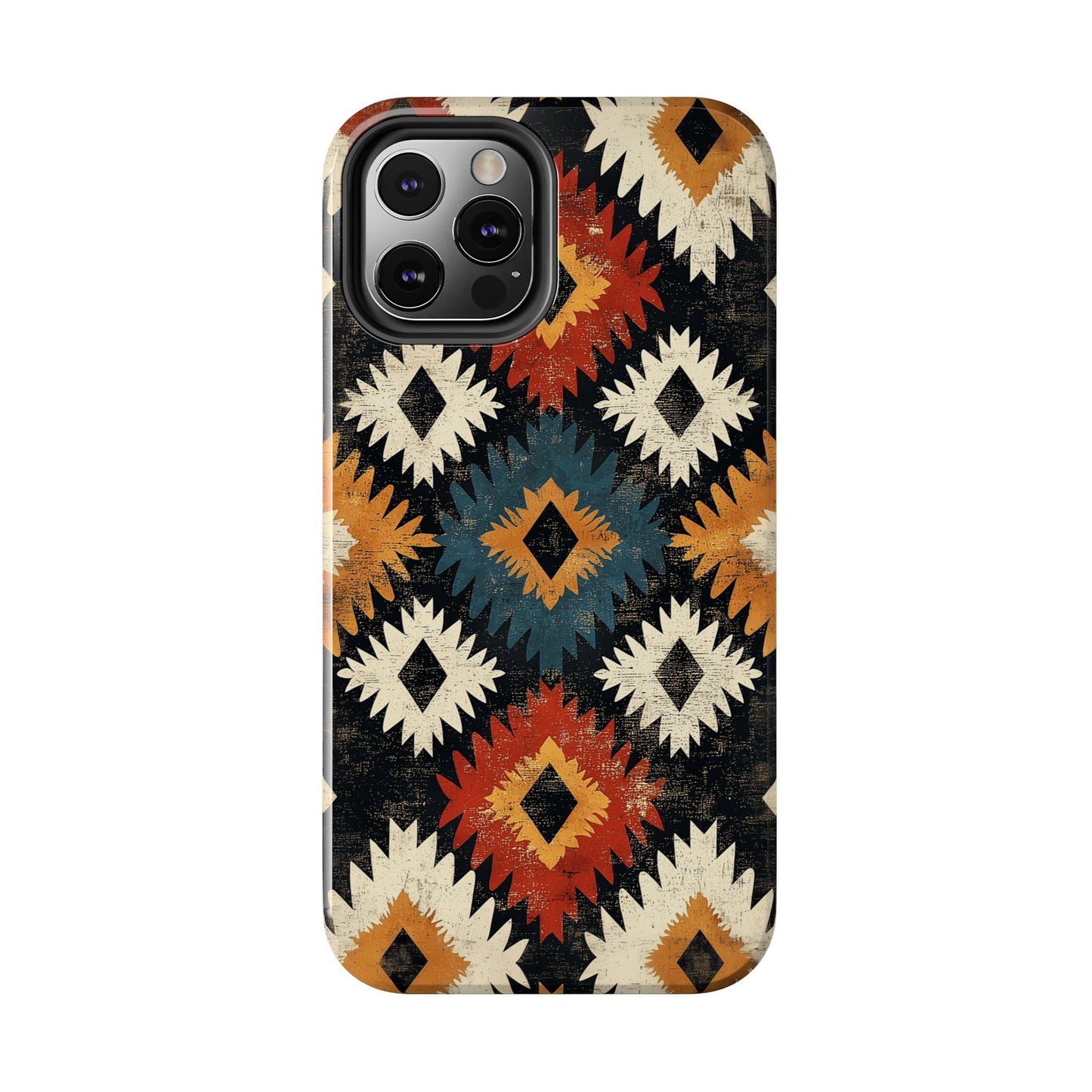 Rustic Tribal Sunburst Tough iPhone Case – Vibrant Geometric Design, Dual - Layer Protection - BOGO Cases