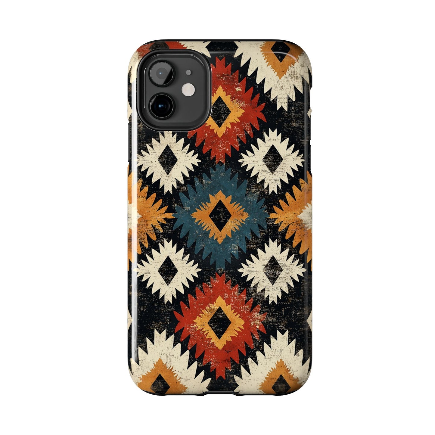 Rustic Tribal Sunburst Tough iPhone Case – Vibrant Geometric Design, Dual - Layer Protection - BOGO Cases