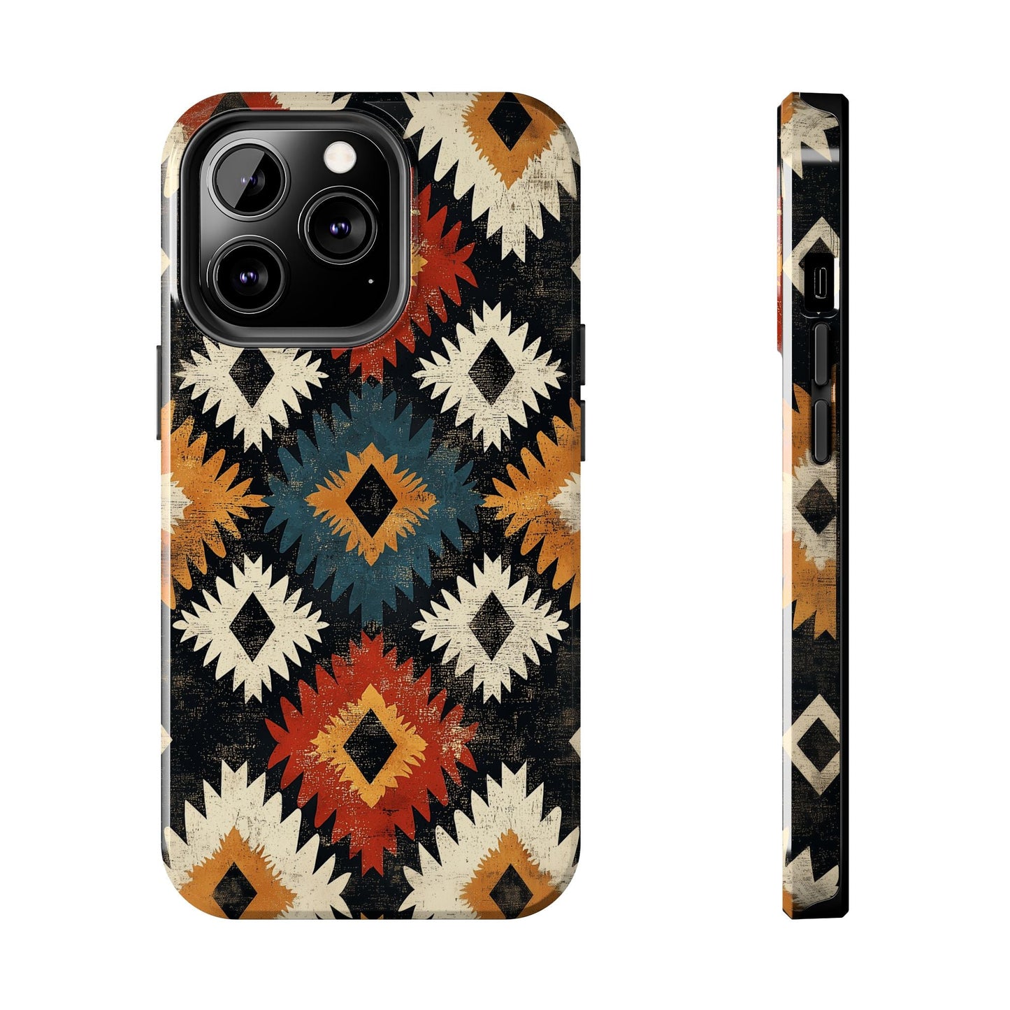 Rustic Tribal Sunburst Tough iPhone Case – Vibrant Geometric Design, Dual - Layer Protection - BOGO Cases