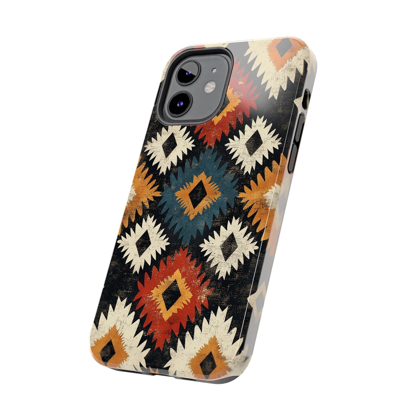 Rustic Tribal Sunburst Tough iPhone Case – Vibrant Geometric Design, Dual - Layer Protection - BOGO Cases