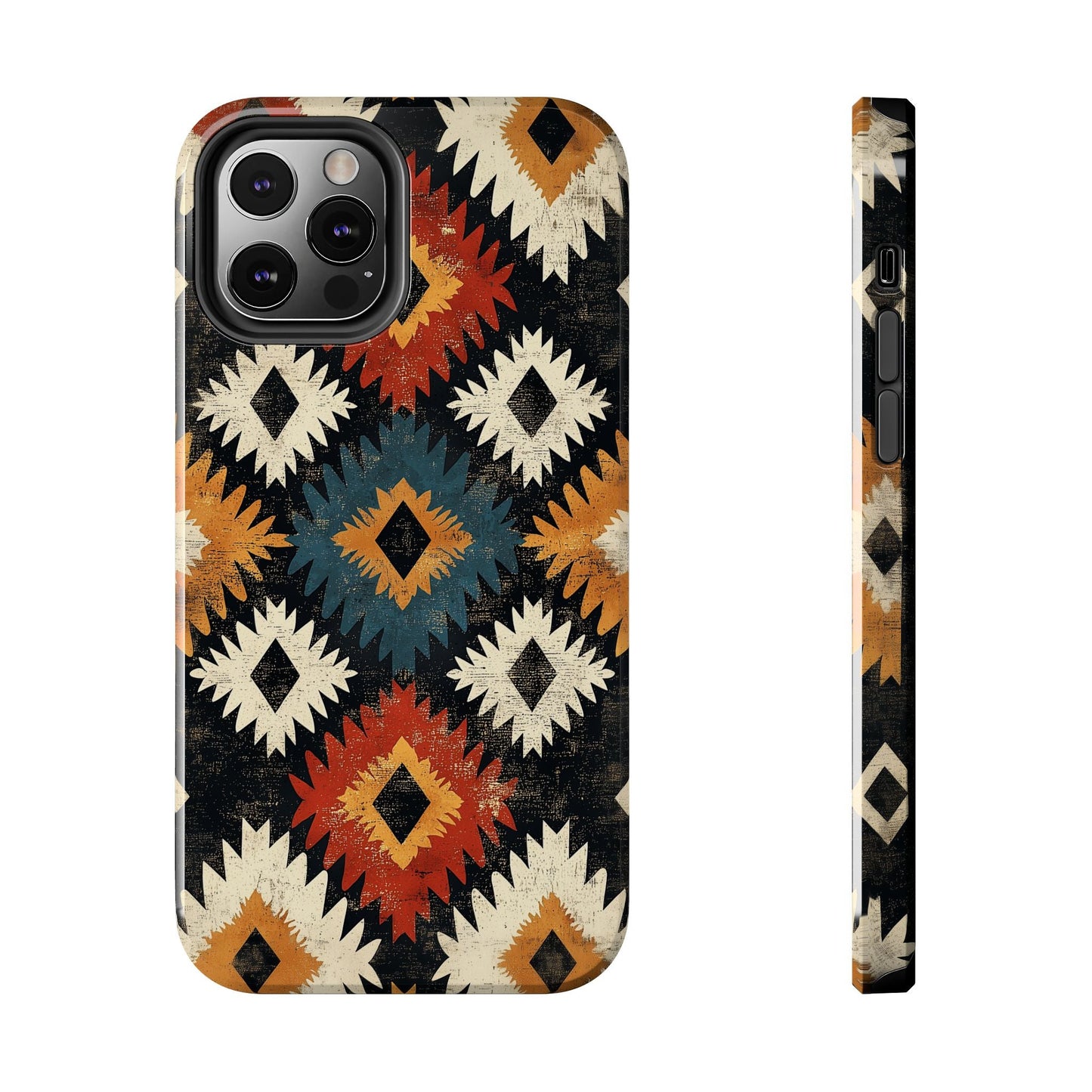 Rustic Tribal Sunburst Tough iPhone Case – Vibrant Geometric Design, Dual - Layer Protection - BOGO Cases