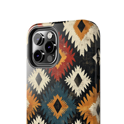 Rustic Tribal Sunburst Tough iPhone Case – Vibrant Geometric Design, Dual - Layer Protection - BOGO Cases