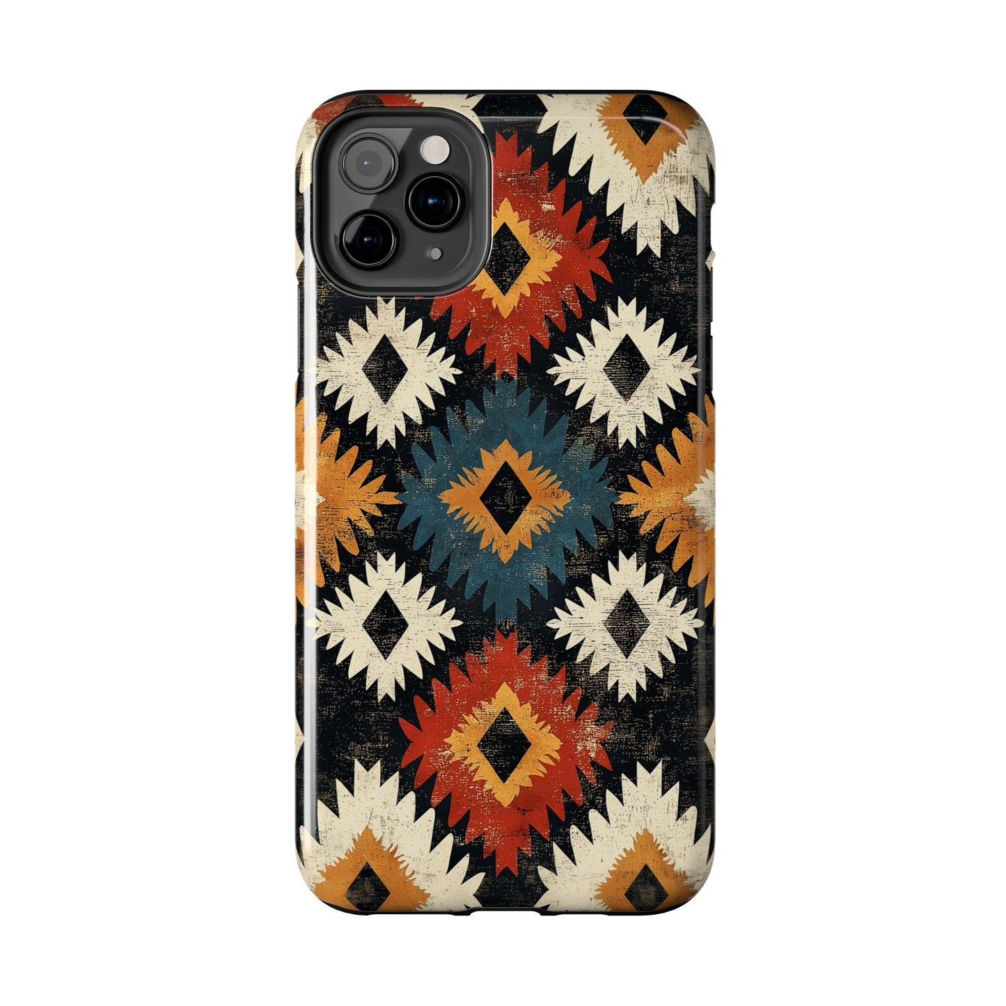 Rustic Tribal Sunburst Tough iPhone Case – Vibrant Geometric Design, Dual - Layer Protection - BOGO Cases