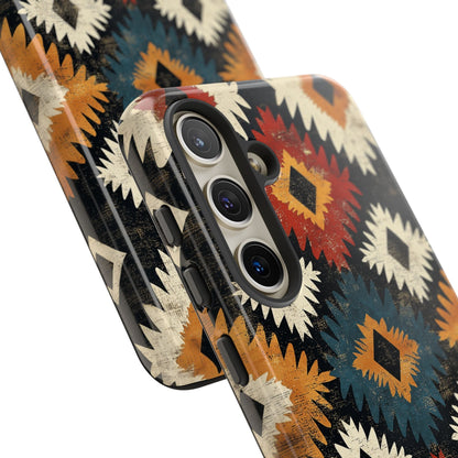 Rustic Tribal Sunburst Tough Samsung Galaxy Case – Vibrant Geometric Design, Dual - Layer Protection - BOGO Cases