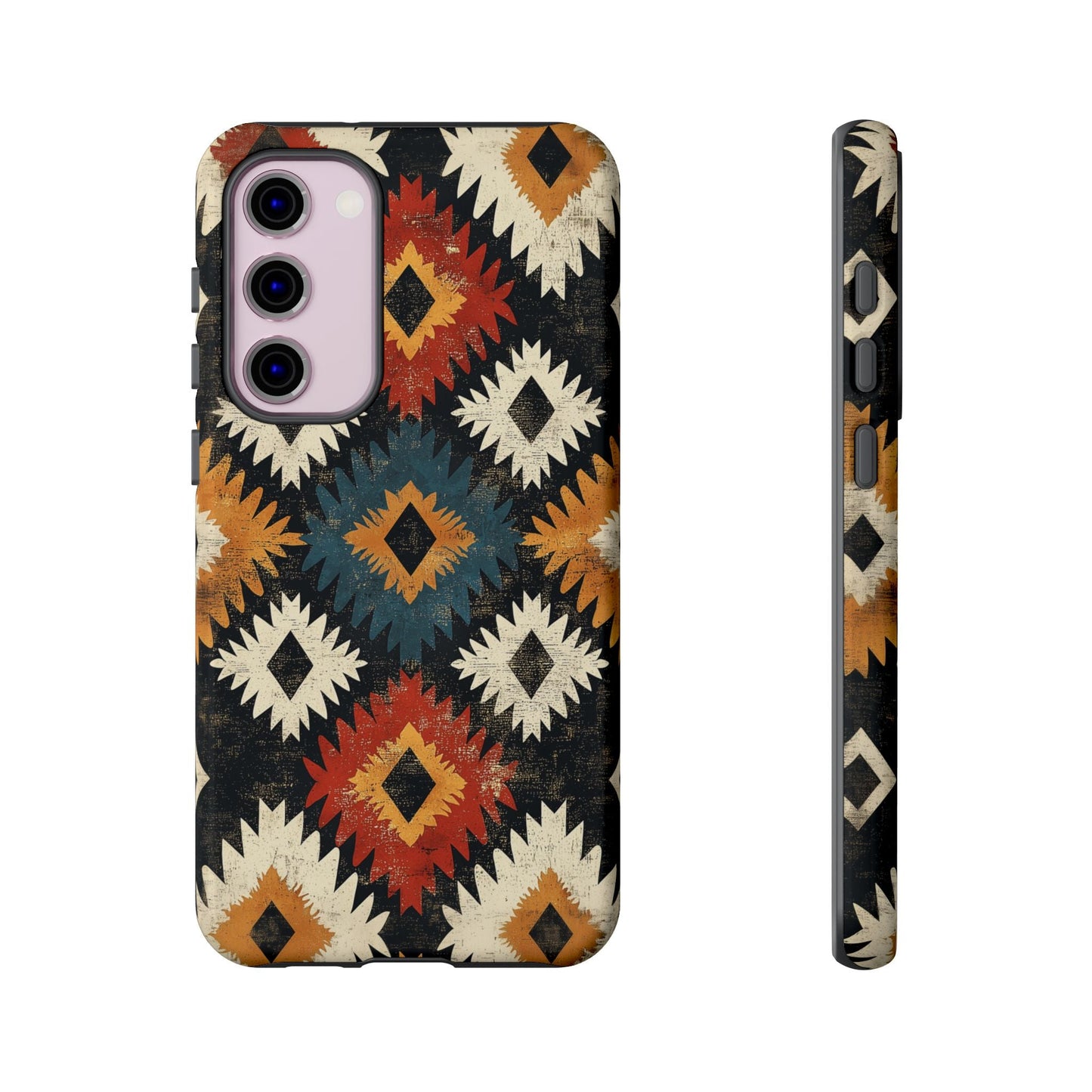 Rustic Tribal Sunburst Tough Samsung Galaxy Case – Vibrant Geometric Design, Dual - Layer Protection - BOGO Cases