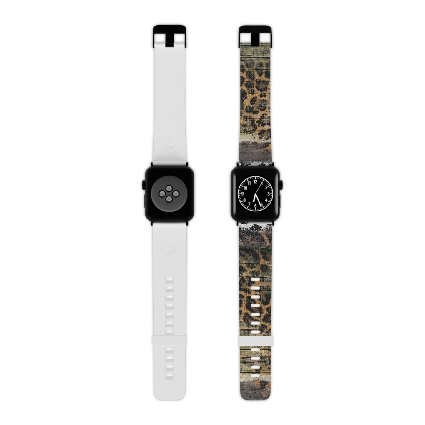 Rustic Wood and Leopard Print Apple Watch Band - BOGO Cases