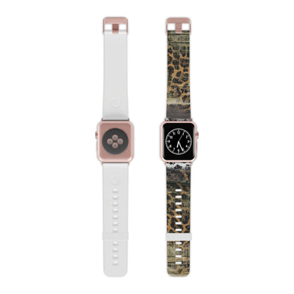 Rustic Wood and Leopard Print Apple Watch Band - BOGO Cases