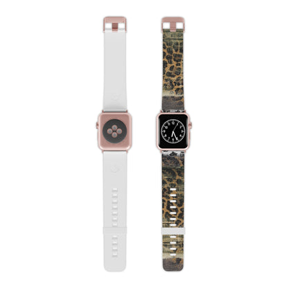 Rustic Wood and Leopard Print Apple Watch Band - BOGO Cases
