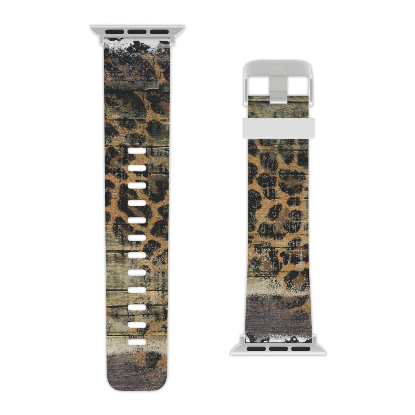 Rustic Wood and Leopard Print Apple Watch Band - BOGO Cases