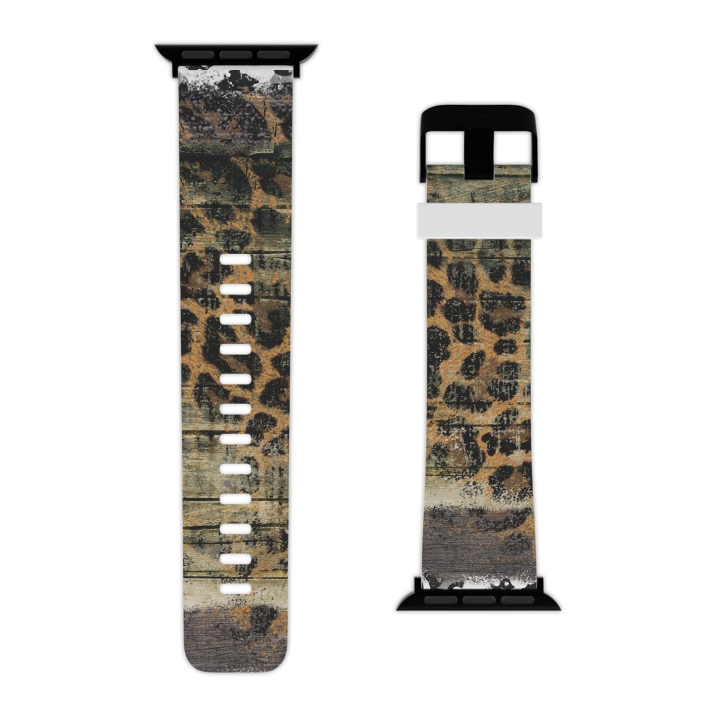 Rustic Wood and Leopard Print Apple Watch Band - BOGO Cases