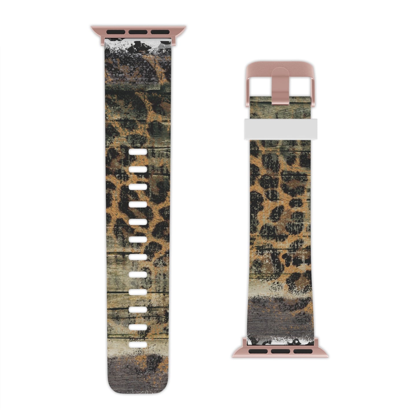 Rustic Wood and Leopard Print Apple Watch Band - BOGO Cases