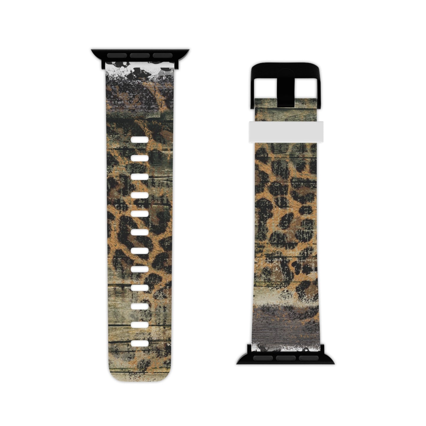 Rustic Wood and Leopard Print Apple Watch Band - BOGO Cases