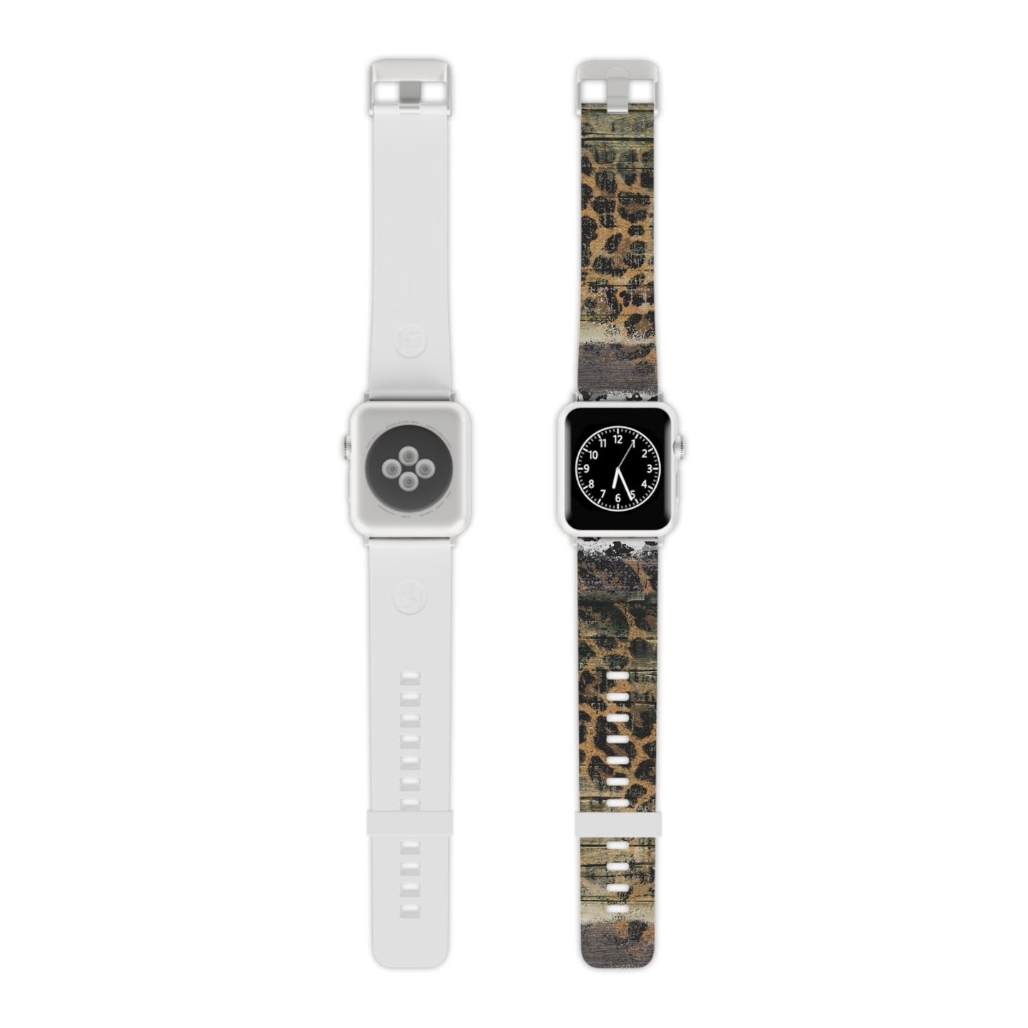 Rustic Wood and Leopard Print Apple Watch Band - BOGO Cases