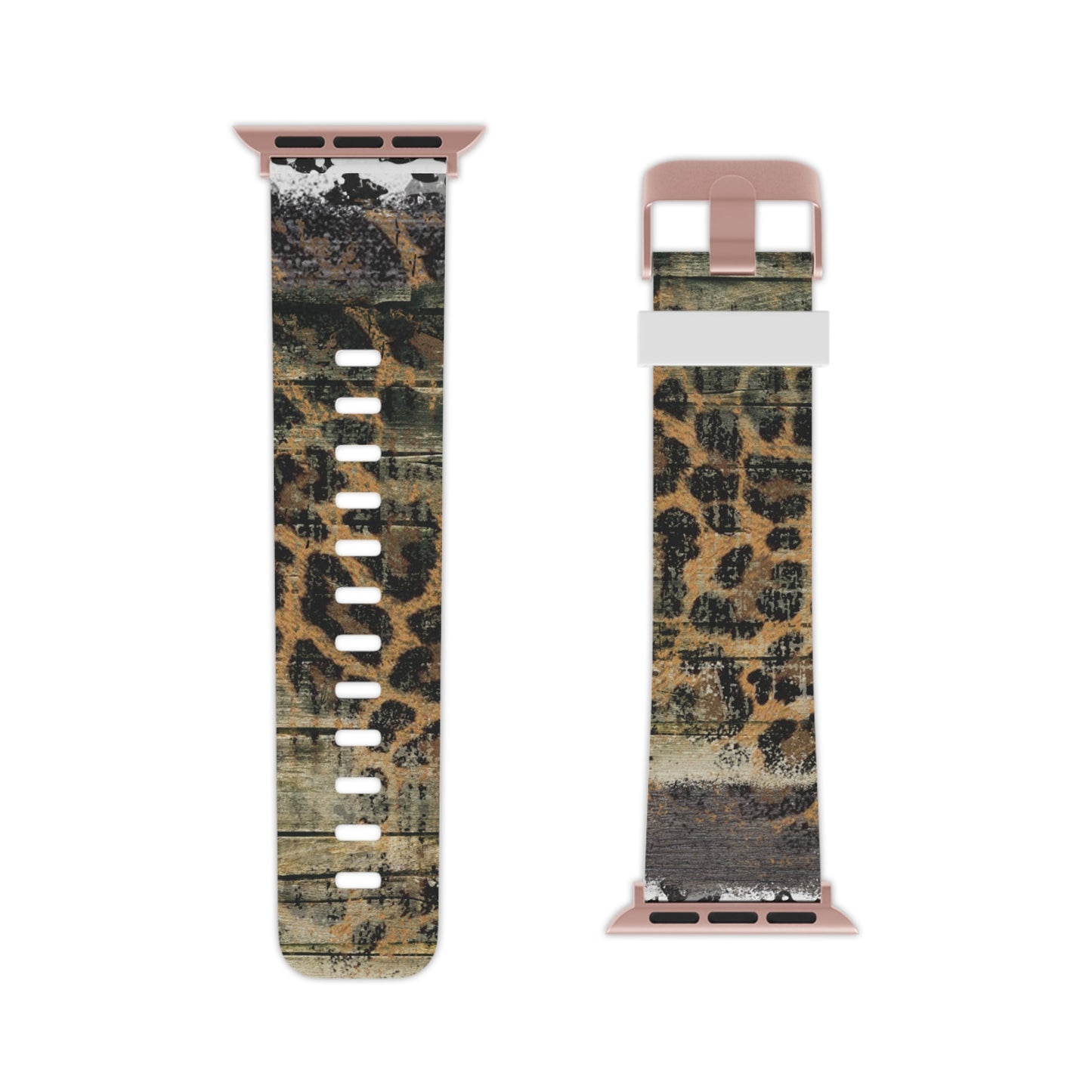 Rustic Wood and Leopard Print Apple Watch Band - BOGO Cases