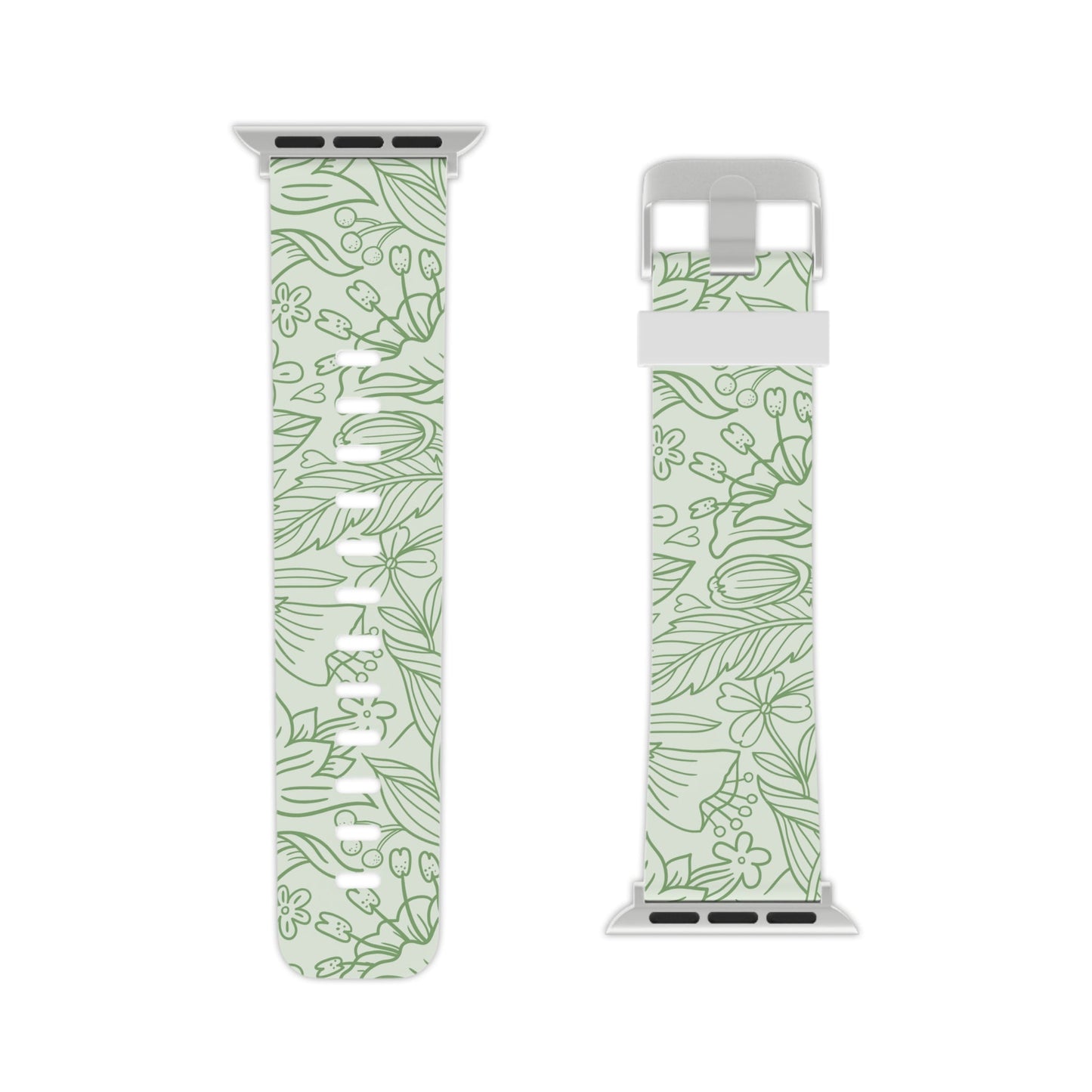  Sage Green Floral Line Art Apple Watch Band - BOGO Cases