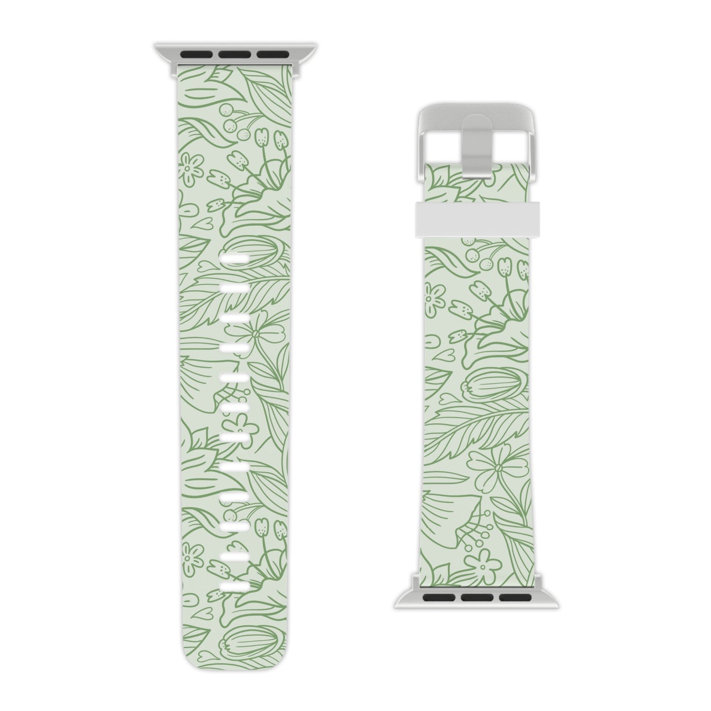 Sage Green Floral Line Art Apple Watch Band - BOGO Cases