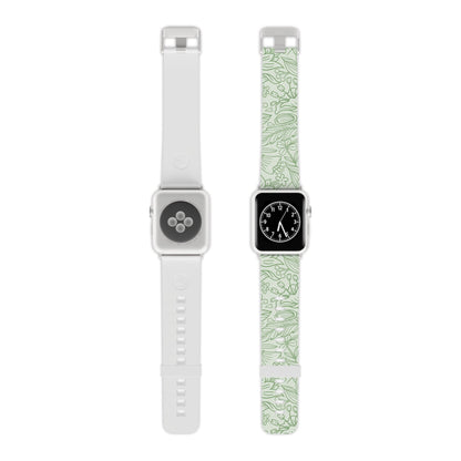  Sage Green Floral Line Art Apple Watch Band - BOGO Cases