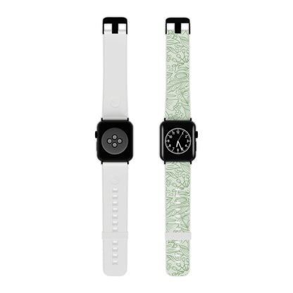  Sage Green Floral Line Art Apple Watch Band - BOGO Cases