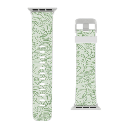  Sage Green Floral Line Art Apple Watch Band - BOGO Cases