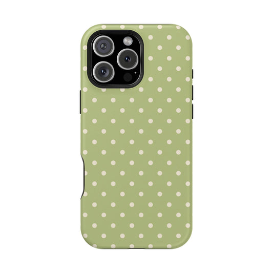 Sage Green Polka Dots – MagSafe iPhone Case - BOGO Cases