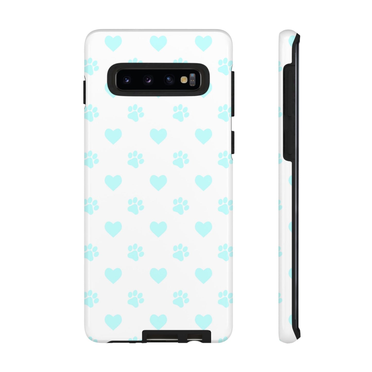Samsung Galaxy Case - Aqua Paw Print & Heart Design - BOGO Cases