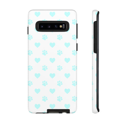Samsung Galaxy Case - Aqua Paw Print & Heart Design - BOGO Cases