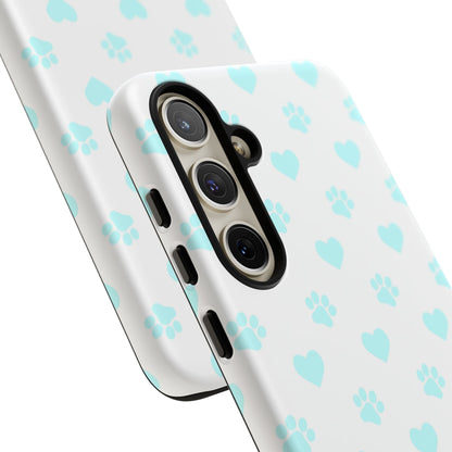 Samsung Galaxy Case - Aqua Paw Print & Heart Design - BOGO Cases