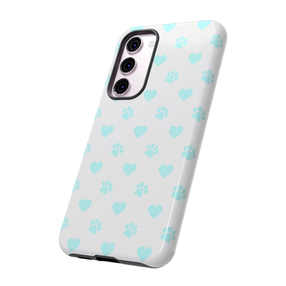 Samsung Galaxy Case - Aqua Paw Print & Heart Design - BOGO Cases