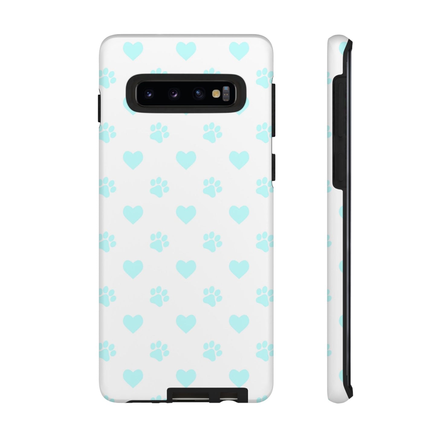 Samsung Galaxy Case - Aqua Paw Print & Heart Design - BOGO Cases