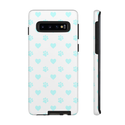 Samsung Galaxy Case - Aqua Paw Print & Heart Design - BOGO Cases