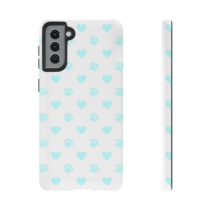 Samsung Galaxy Case - Aqua Paw Print & Heart Design - BOGO Cases