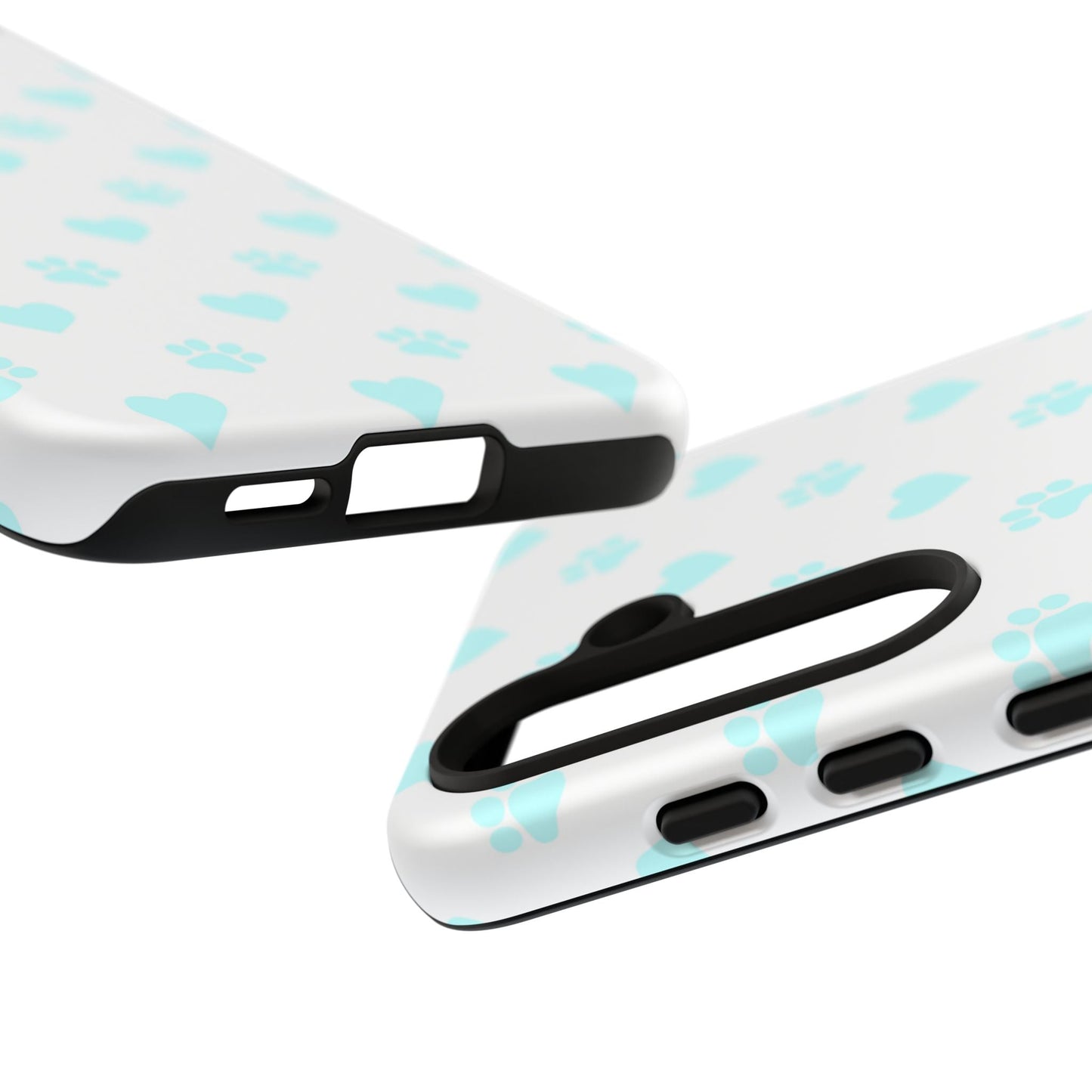Samsung Galaxy Case - Aqua Paw Print & Heart Design - BOGO Cases
