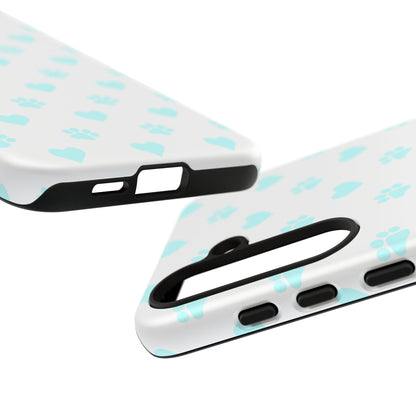Samsung Galaxy Case - Aqua Paw Print & Heart Design - BOGO Cases