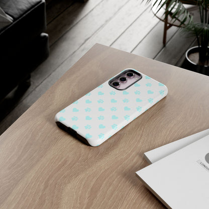 Samsung Galaxy Case - Aqua Paw Print & Heart Design - BOGO Cases