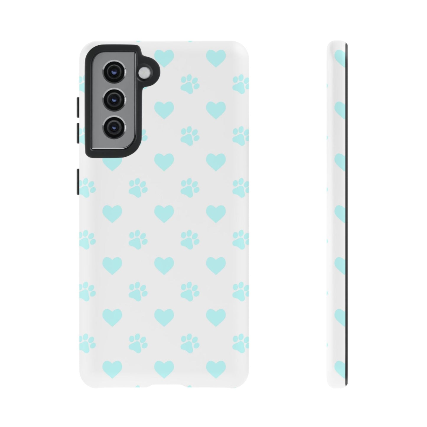 Samsung Galaxy Case - Aqua Paw Print & Heart Design - BOGO Cases