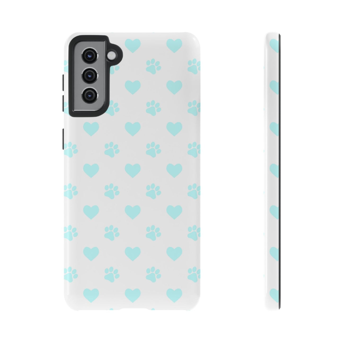 Samsung Galaxy Case - Aqua Paw Print & Heart Design - BOGO Cases