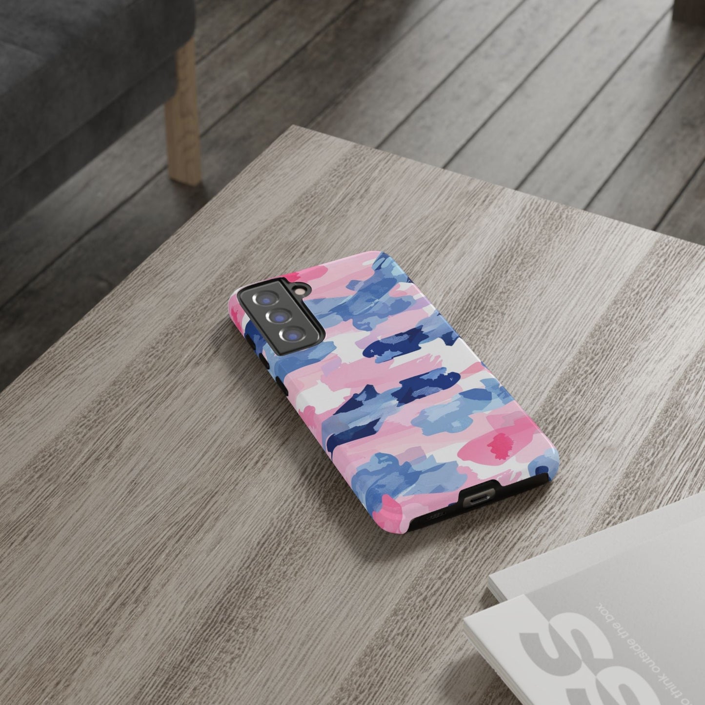 Samsung Galaxy Case: Dynamic Pink & Navy Brushstroke Art - BOGO Cases