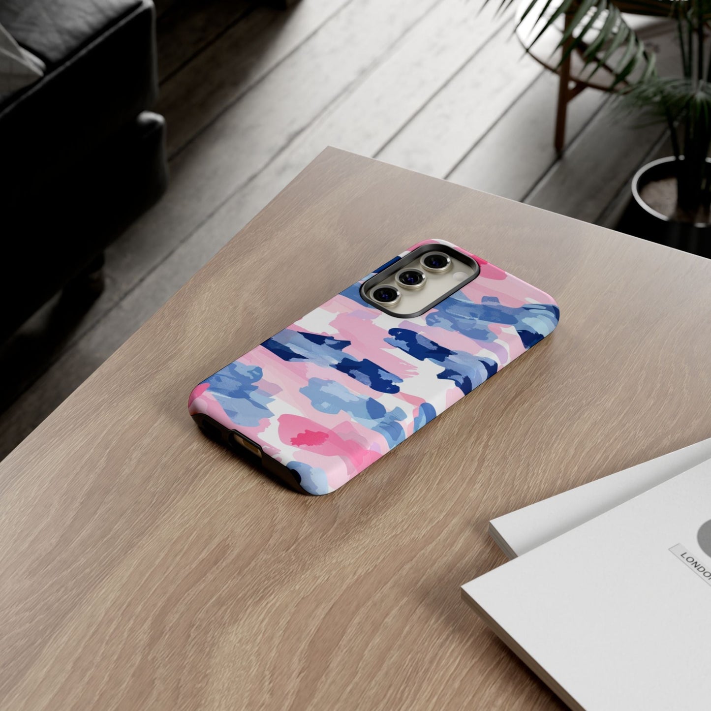 Samsung Galaxy Case: Dynamic Pink & Navy Brushstroke Art - BOGO Cases
