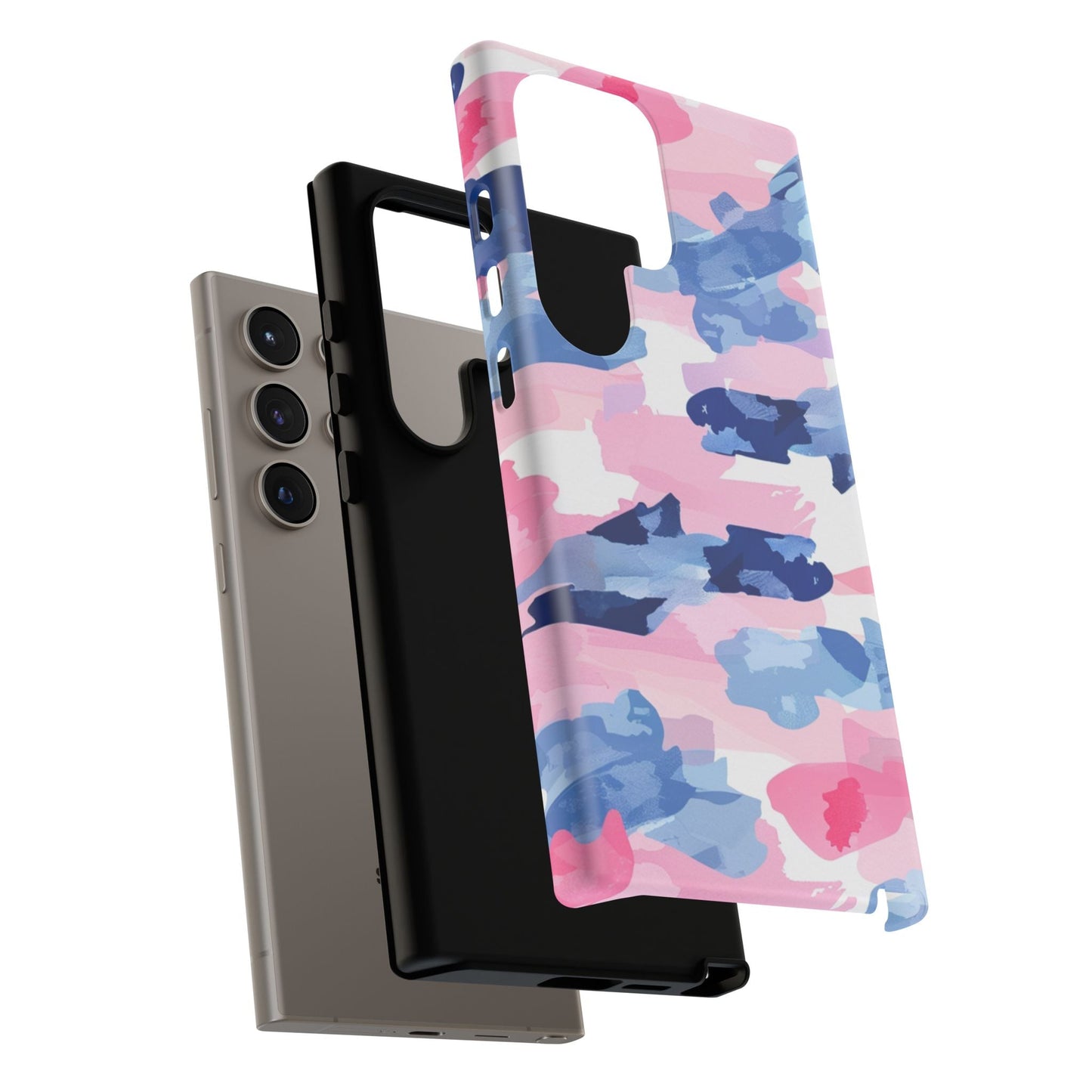 Samsung Galaxy Case: Dynamic Pink & Navy Brushstroke Art - BOGO Cases