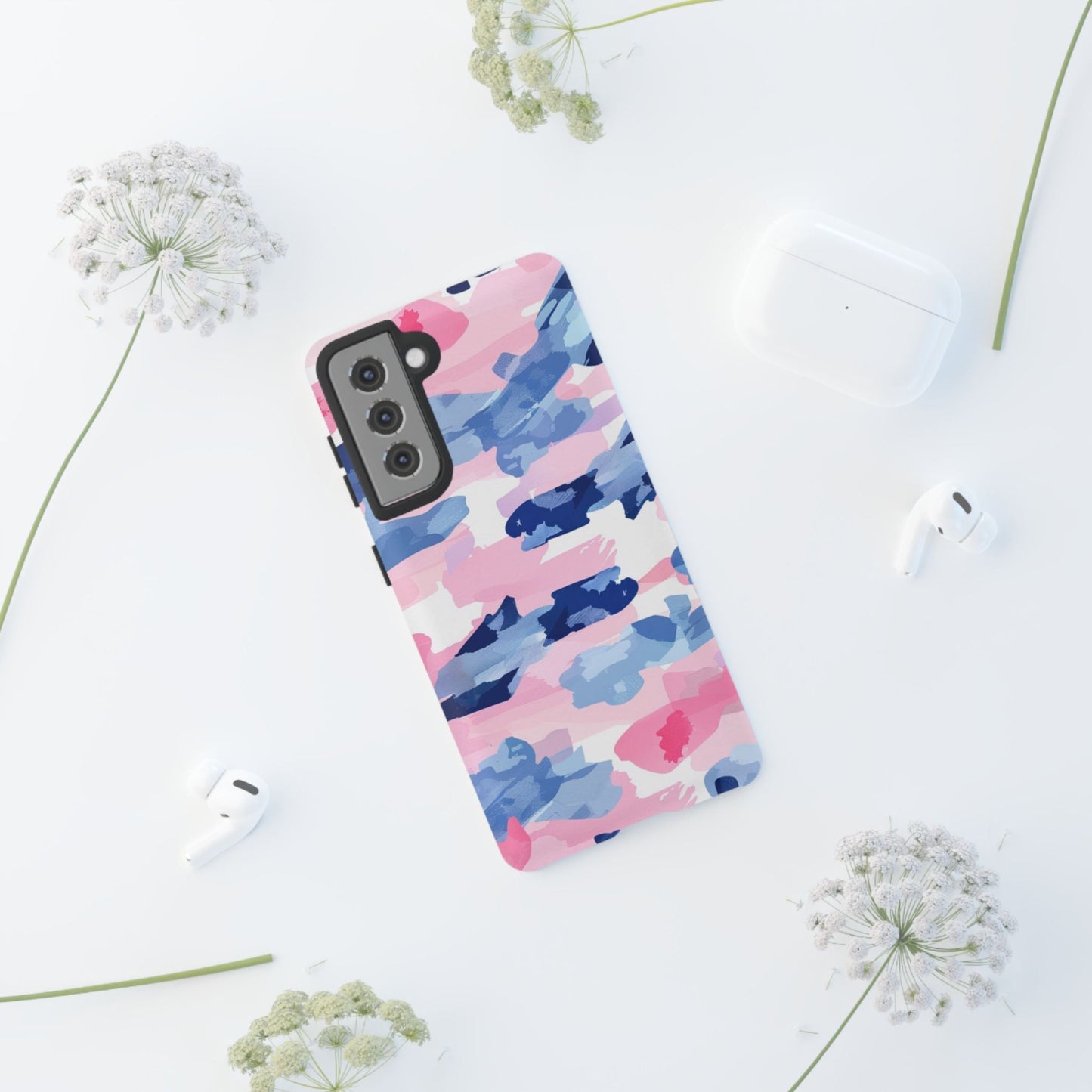 Samsung Galaxy Case: Dynamic Pink & Navy Brushstroke Art - BOGO Cases