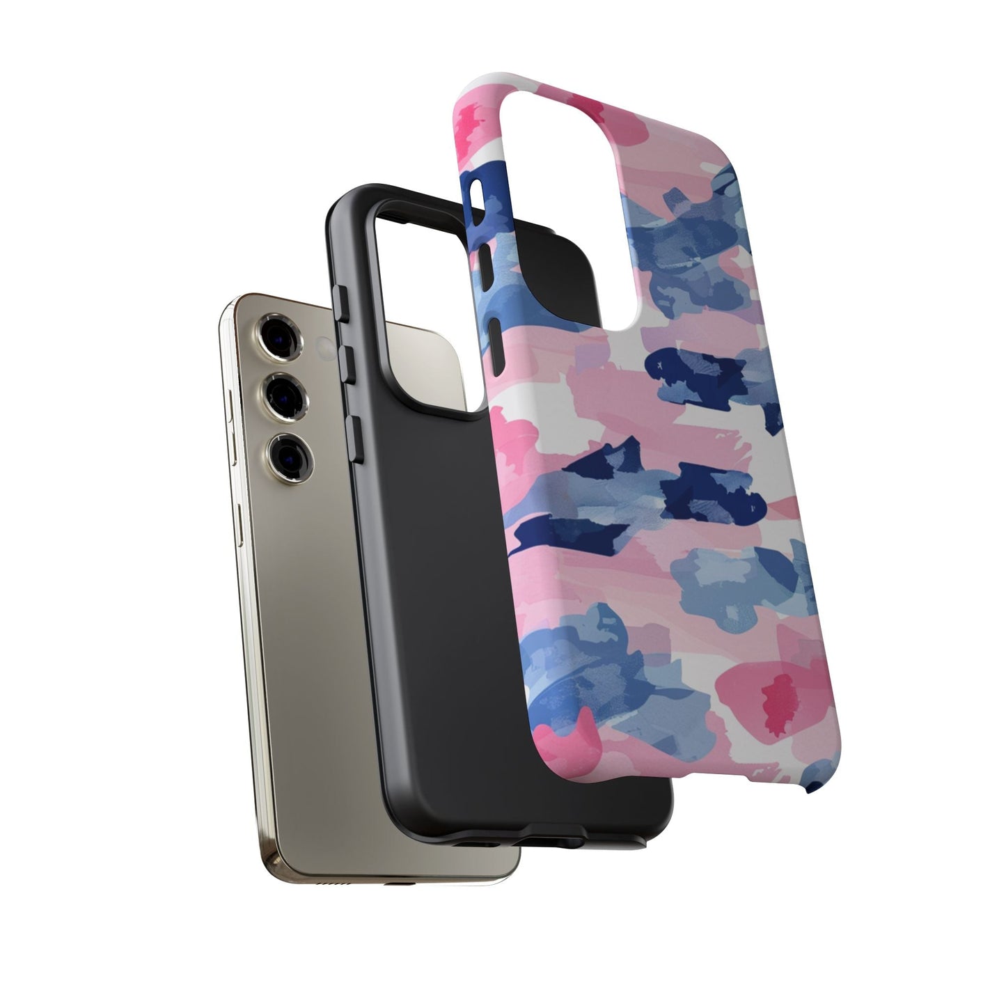 Samsung Galaxy Case: Dynamic Pink & Navy Brushstroke Art - BOGO Cases