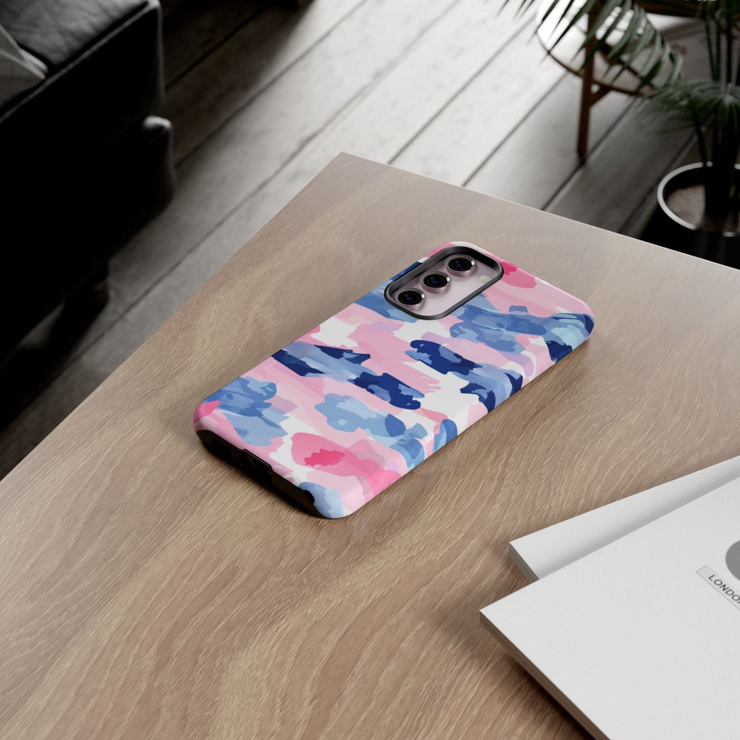 Samsung Galaxy Case: Dynamic Pink & Navy Brushstroke Art - BOGO Cases