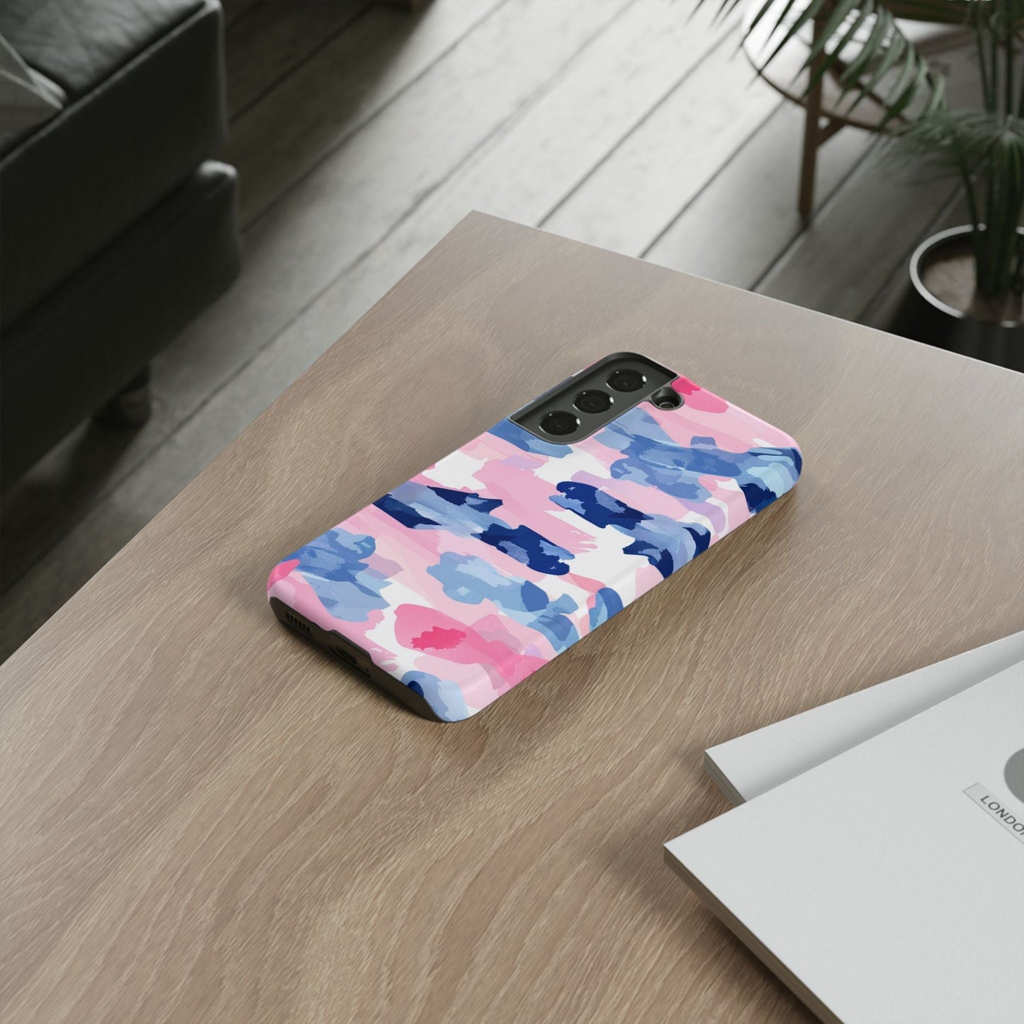 Samsung Galaxy Case: Dynamic Pink & Navy Brushstroke Art - BOGO Cases